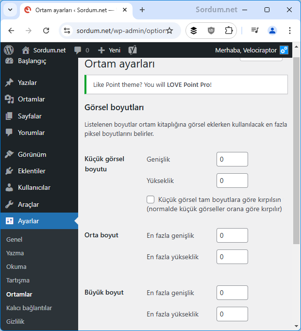 Wordpress te ortam ayarları