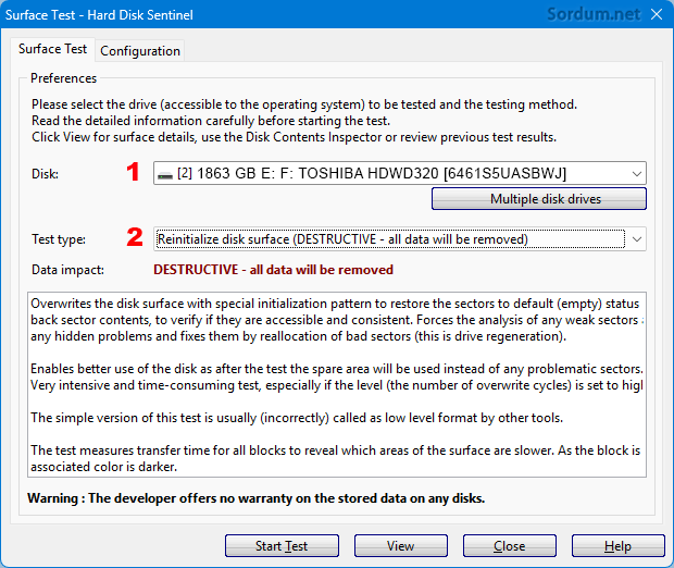 Reinitialize disk surface