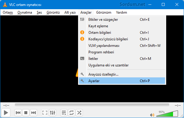 VLC ayarlar ekranı